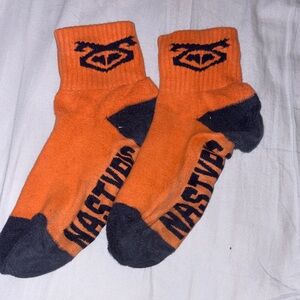 Nasty Pig Bold Orange and blue Flasher sock used
